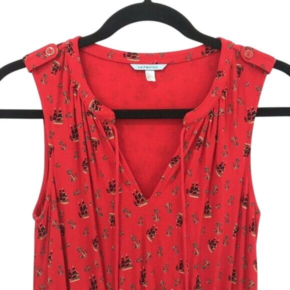 Anthropologie Leifnotes Red Nautical Anchor Print Sleeveless Short Dress Size XS - Picture 7 of 12